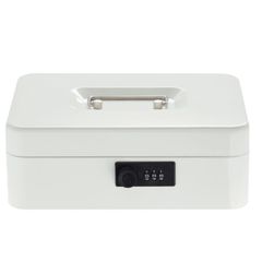 新品 Beemyi手提げ金庫 ダイヤル付 キャッシュメイトA5サイズ 会計 オフィス ミニ金庫 貯金箱 スチール製 家庭用 (ホワイト W25×D20×H8.8cm)
