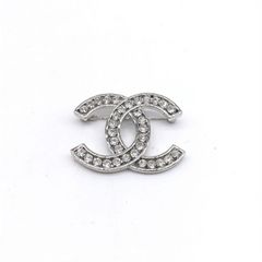 CHANEL シャネル ココマーク シルバーブローチ ラインストーン 刻印B23C 極美品
