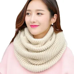 [FUPUTWO] スヌード レディース マフラー ネックウォーマー 厚手 無地 防寒 暖かい 冬 (ベージュ) [ベージュ]