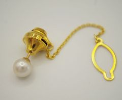 【K18刻印あり】金製 本真珠 タイタック ネクタイピン アクセサリー