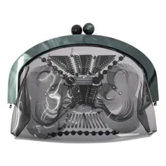 【美品】  Mame Kurogouchi / マメクロゴウチ | がま口 クリア クラッチ ハンドバッグ | ブラック | レディース