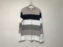 本物タケオキクチTAKEOKIKUCHIコットンボーダー柄長袖ロンTシャツメンズサーフアメカジミリタリーストリートスケーターワークビジネススーツモードゴルフドレスバイカーLグレー紺白3日本製