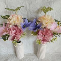 ◎仏花 お供え花 造花 クレマチス 朝顔 リンドウ アレンジメント 1対