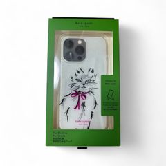 新品 未使用 ケイトスペード iPhone15ケース 猫 cat ライトストーン