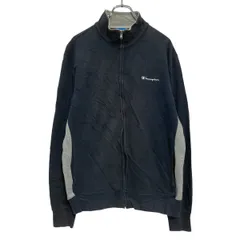 Champion ジップアップ ロゴスウェット トレーナー L ネイビー グレー チャンピオン 裏起毛 古着卸 アメリカ仕入 a702-6800