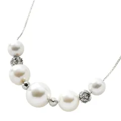 【シルバー×ワンサイズ】[Cream dot. クリームドット公式] ネックレス レディース  ショート チェーン ビジュー ラインストーン パール ロンデル 大人 華やか 結婚式 二次会 お呼ばれ 入園式 卒園式 