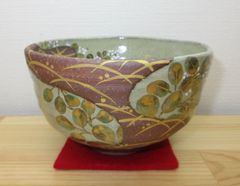 茶道具「色絵楓ノ図茶碗（泥中蔵六造）」（希少骨董色絵茶碗か