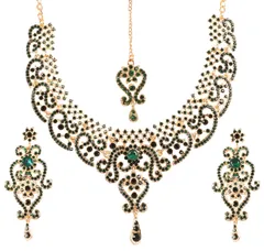 【人気商品】インディアンボリウッドロイヤルルック素晴らしいデザイナージュエリーネックレスセット Touchstone 女性用 グリーン