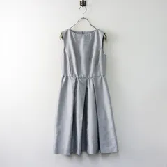 美品 セルフォード CELFORD シャンタンワンピース 34/グレー ノースリーブ タック ギャザー フレア ドレス【2400014256710】