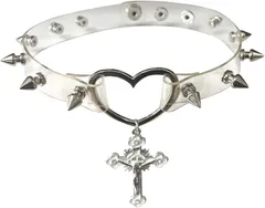 MISTYLE2017 MISTYLE2021 地雷系 アクセサリー ネックチョーカー ハート 十字架 スタッズ付き サブカル地雷(クリア)