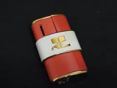 ■美品■ courreges クレージュ 高級ガスライター プッシュ式ガスライター 喫煙グッズ 喫煙具 レッド系×アイボリー系 DK3793のサムネイル