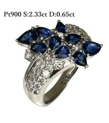 新品仕上済み Pt900 天然 サファイア ダイヤモンド リング S:2.33ct D:0.65ct  プラチナ ダイヤ 指輪 コランダム サファイヤ  鑑別書 ♯1073012143