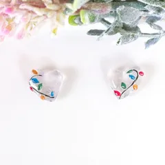 no.8　レジン　大人ハート　クリア　ぷっくり　ピアス　イヤリング  ハンドメイド