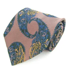 ランバン ブランド ネクタイ 総柄 ペイズリー 花柄 幾何学模様 シルク PO メンズ ブラウン LANVIN 【中古】