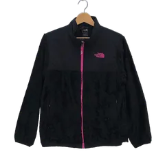 THE NORTH FACE/ザノースフェイス フリースジャケット ボア ガールズ レディース ライトアウター ワンポイント刺繍 オーバーサイズ ビッグシルエット インドネシア製 GIRL'S XL ブラック