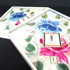 #ae イヴサンローラン Yves Saint Laurent ハンカチ 4枚 セット 白 マルチ 花柄 まとめ レディース [937499] k01