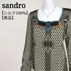 サンドロ sandro オリエンタル柄 スクアネック シルクブラウス フレンチスタイル 総柄のサムネイル