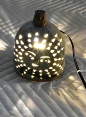 太陽と月陶器ランプシェード ハンドメイド かわいい LED電球セット