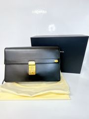 dunhill/ダンヒル　クラッチバッグ　カーフレザー　ブラック　ロック　ダイヤルロック　AS047