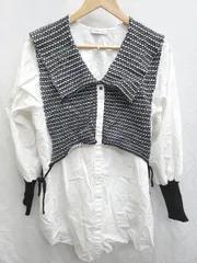 ◇ JEANASIS ジーナシス 異素材 長袖 シャツ ブラウス サイズＦ ホワイト ブラック レディース P  【1406180058814】