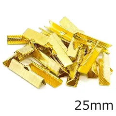ワニカン ゴールド 金 30個セット 25mm ワニ口 クリップ 鰐口 紐留め ヒモ止め リボン留め アクセサリー パーツ ギザギザ レース留め 留め具 金具 金属 メタル エンドパーツ 手芸 ハンドメイド