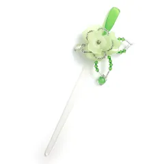 髪飾り 一本差し 浴衣 お祭り 花 夜光 黄緑 緑 白 シルバー クリア 透明 ビーズ 薔薇 バラ 成人式 振袖 前撮り 袴 キッズ 子供 No.8-2735
