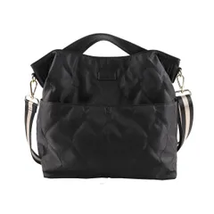 [リズデイズ] トートバッグ レディース 軽量 ナイロン ショルダーバッグ 2way ななめ掛け A4 キルティング (ブラック)