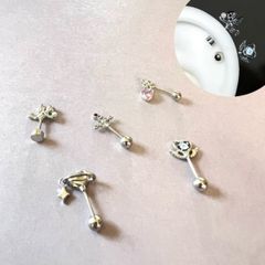 264：ボディピアス アンテナ アンテナピアス 1個販売 可愛い おしゃれ 軟骨 ヘリックス ハート 天使 ジルコン 星 羽