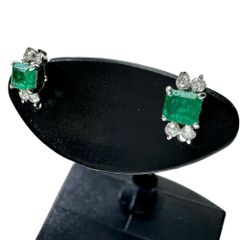 エメラルド 0.17/0.17ct ダイヤモンド 0.04/0.04ct ピアス Pt900プラチナ 1.3g レディース 【中古】【真子質店】【NN】