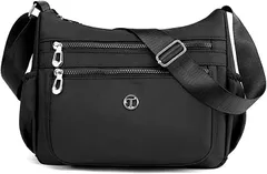 T.Y.ryanryan 母の日 ショルダーバッグ レディース 斜めがけ 軽量 ナイロン 肩掛け( ブラック)