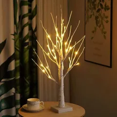 【数量限定】おしゃれ ライト イルミネーション LED クリスマスツリー ブランチツリー ストリングライト 飾り ツリー 電池式 60cm 北欧風 オシャレ ロマンチック 暖かい雰囲気 白樺 クリスマス バレンタイン インテリア 卓上 ベッドルーム 置物のサムネイル