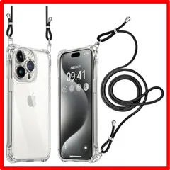【匿名配送】 iPhone 15 Pro_ブラック iPhone 15 Pro ケース ショルダー クリア 耐衝撃 レンズ保護 アイフォン15 pro スマホケ