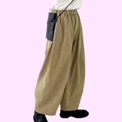 Color:キャメル_Size:Free Size [Leadamon-oee] ワイドパンツ サルエルパンツ レディース ガウチョパンツ きれいめ 楽ちん バルーンパンツ 大きいサイズ ゆったり 可愛い パンツ 春秋冬 ウエストゴム ボトムス 無地 カジュア