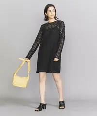 【75%off】BEAUTY & YOUTH UNITED ARROWS BY コットンレース ミニワンピース/ブラック