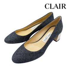 【新品未使用】ジミーチュウ JIMMYCHOO パンプス デニム インディゴ チャンキーヒール 38 24cm
