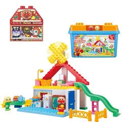 【新品】 [バンダイ(BANDAI)] Blocklabo ブロックラボ アンパンマン パン工場とすべり台のおうちブロックバケツ(特典:2024年冬 アンパンマンクリスマスブロック) 対象年齢 3才以上 0