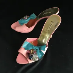 イタリア製★miumiu/ミュウミュウ★ミュール/ピンヒールサンダル【37/23.0-23.5/pink】ビジュー/pumps/Shoes◆bQ-543<sale>