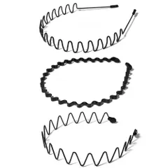 【人気商品】メンズ 【3/5つタイプ・痛くない・防錆メッキ】スプリング ヘアバンド波型 くし付き 3/5本セット 滑り止め 黒 シンプル 前髪 固定 しっかり カチューシャ オシャレ 髪飾り 洗顔 レディース 男女兼用