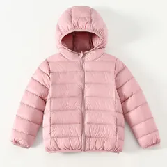 ☆ パープル ☆ 150CM ☆ ダウンコート キッズ 秋冬 収納袋付き secoat220902 ダウンコート キッズ 長袖 収納袋付き 無地 フード付き 子供服 こども服 子ども服 シンプル 通園 通学 アウター 秋 冬 女の子 おしゃれ