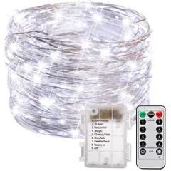 【人気商品】クリスマス 学園祭 防塵仕様 点灯IP67防水 LED飾りライト 点滅 屋外 タイマー機能 室内 8パターン ガーデンライト リモコン付 正月飾り 電池式 結婚式 10m 100球 誕生日 ジュエリーライト パーティー ハロウィン飾り 電飾 ストリ