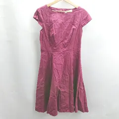◇ ⊂◎ Dressystar ドレッシースター ボートネック ノースリーブ ひざ丈 ワンピース サイズL レッド系 レディース E  【1501160043665】