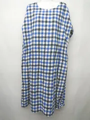 ◇ SM2 サマンサ モスモス チェック 長袖 膝下丈 ワンピース サイズM ブルー マルチ レディース P  【1407260025665】