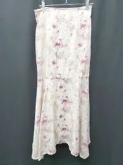 ◇ NICE CLAUP ナイスクラップ 総柄 ロング丈 フレア スカート サイズF ライトベージュ マルチ レディース P  【1407100023448】