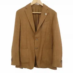 #snc ラルディーニ LARDINI ジャケット 48 茶系 麻混 リネン 薄手 テーラード イタリア製 美品 メンズ [965368]
