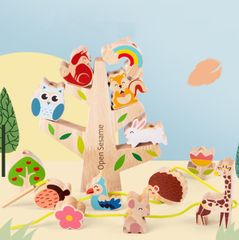 【訳あり】 モンテッソーリ 木のおもちゃ バランスゲーム 動物 紐通し ひもとおし おもちゃ 知育玩具 木製 男の子 3歳 Esperanza t-0080-02