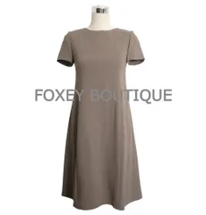 極美品 FOXEY BOUTIQUE フォクシー サイズ38 FRENCH KANURE フレンチカヌレ バックファスナー クルーネック 半袖 フレア ワンピース ドレス 茶 ブラウン レディース