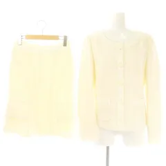 ボディドレッシングデラックス BODY DRESSING Deluxe スーツ セットアップ 上下 ツイード ノーカラージャケット マーメイドスカート ひざ丈 38 オフホワイト /DF ■OSのサムネイル