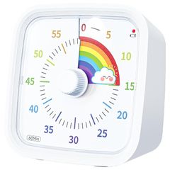 タイマー 勉強 Yunbaoit アップグレードされた60分間こどもタイマーキッチン オフィスに適用 家庭や学校で使うタイム管理タイマーオプションのアラームモード (White rainbow) 0