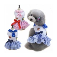 犬服 【マリン ワンピース リボン ワッペン付き スカート】 フリル フリフリ 小型犬 グッズ 春 夏セール ペット 洋服 犬の服 ペット