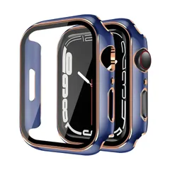 【人気商品】YUGYUG 対応 Apple Watch ケース Series 9/8/7 Apple Watch カバー PC素材 光沢式 アップルウォッチ ケース ガラスフィルム 一体型 日本旭硝子材 二重構造 アップルウォッチ カバー 全面保護 強化ガラス